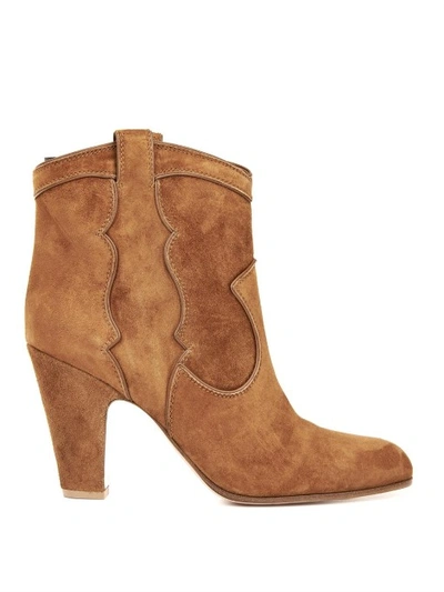Gianvito Rossi Pearl Suede Ankle Boots In Tan-brown