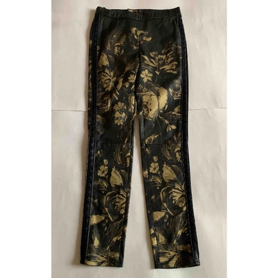 Pre-owned Roberto Cavalli Leather Straight Pants In Multicolour