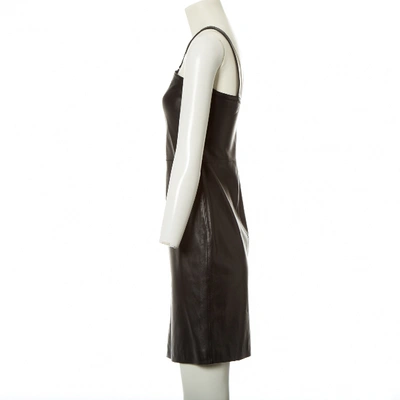 Pre-owned Loewe Leather Mini Dress In Black