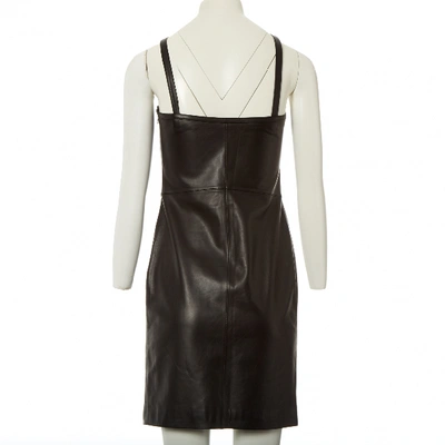 Pre-owned Loewe Leather Mini Dress In Black
