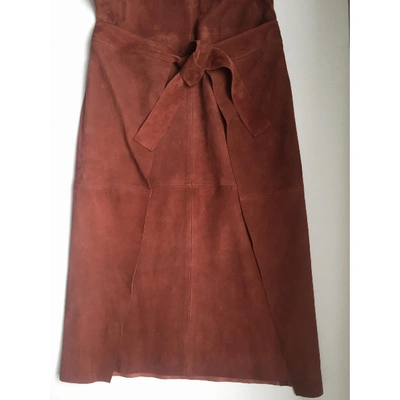 Pre-owned Joseph Leather Mid-length Dress In Brown