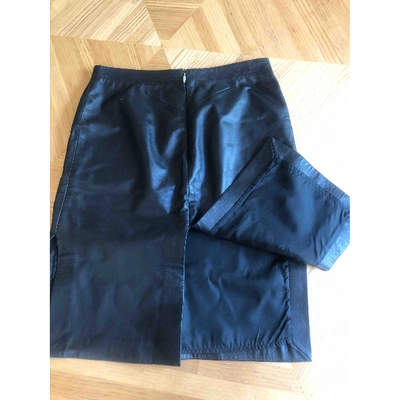 Pre-owned Versus Leather Mid-length Skirt In Black