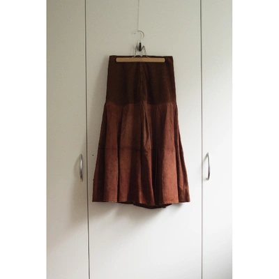 Pre-owned Versace Red Suede Skirt
