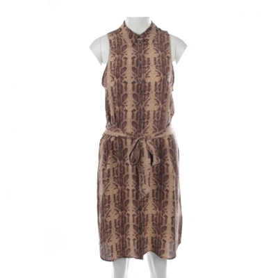 Pre-owned Equipment Silk Mid-length Dress In Brown