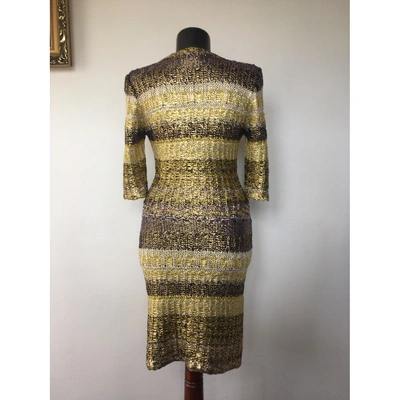 Pre-owned Oscar De La Renta Gold Silk Dress