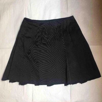 Pre-owned Miu Miu Silk Mini Skirt In Navy