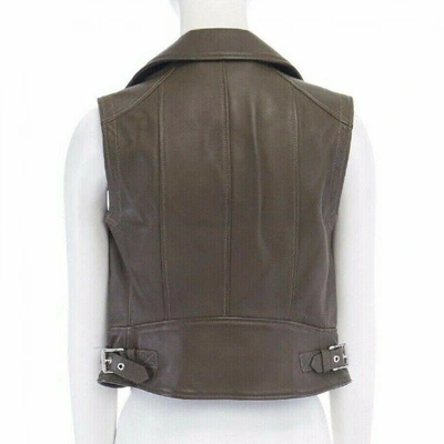Pre-owned Belstaff Leather Jacket In Khaki