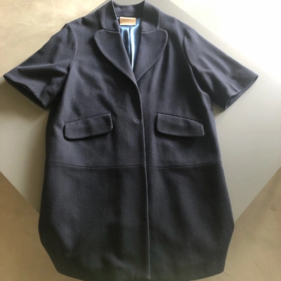 Pre-owned Semicouture Wool Coat In Blue