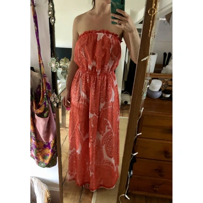 Pre-owned Milly Silk Maxi Dress In Orange