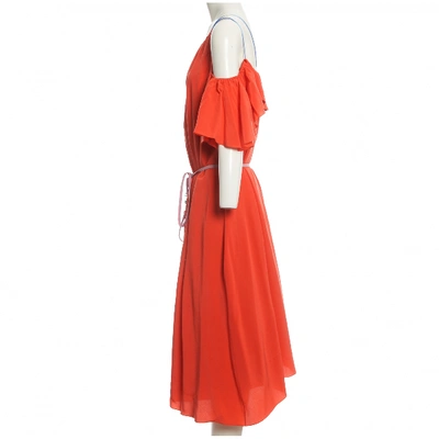 Pre-owned Anna October Silk Mid-length Dress In Red