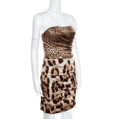 Pre-owned Dolce & Gabbana Brown Silk Dress