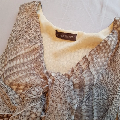 Pre-owned Trussardi Silk Dress In Brown