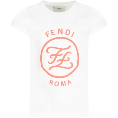 Shop Fendi White T-shirt With Logo For Girl