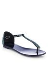 GIUSEPPE ZANOTTI Crystal-Studded Suede Thong Sandals