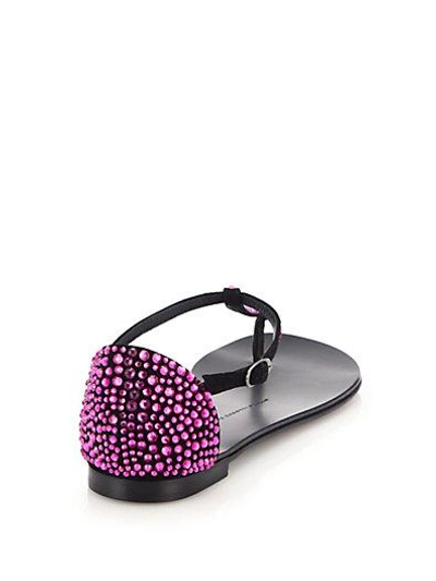 Shop Giuseppe Zanotti Crystal-studded Suede Thong Sandals In Aqua
