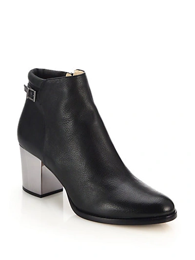 Shop Jimmy Choo Method Metal-heeled Leather Booties In Black