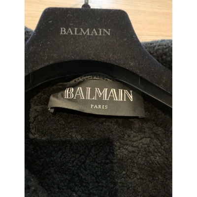 Pre-owned Balmain Black Shearling Coat