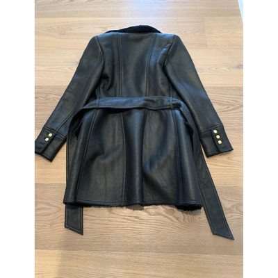 Pre-owned Balmain Black Shearling Coat