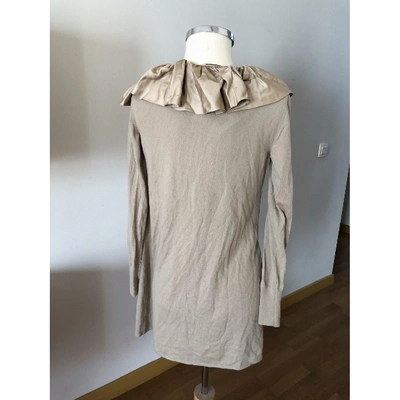 Pre-owned Moschino Wool Mini Dress In Beige