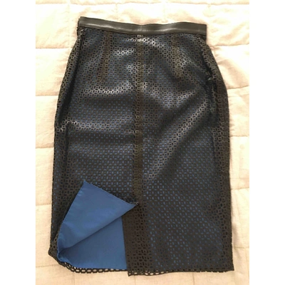 PIERRE BALMAIN Pre-owned Leather Mid-length Skirt In Black