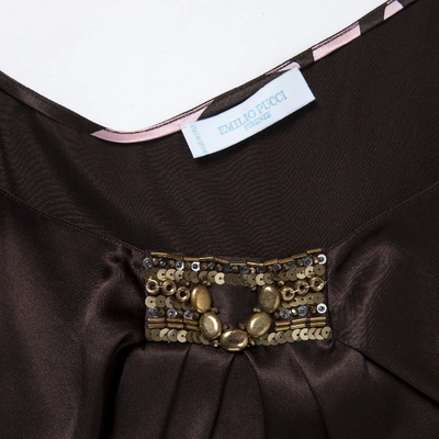 Pre-owned Emilio Pucci Silk Vest In Brown