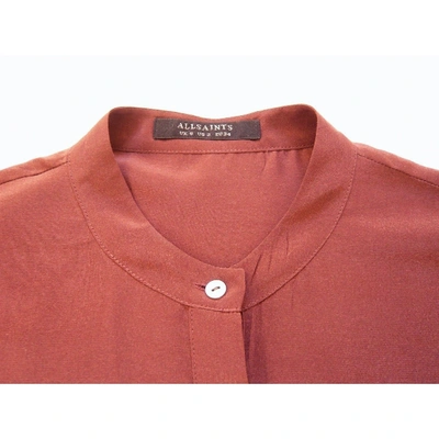 Pre-owned Allsaints Silk Shirt In Burgundy