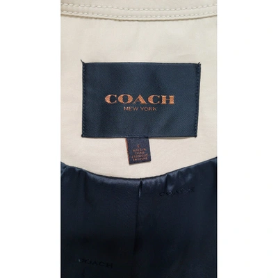 Pre-owned Coach Camel Cotton Trench Coat