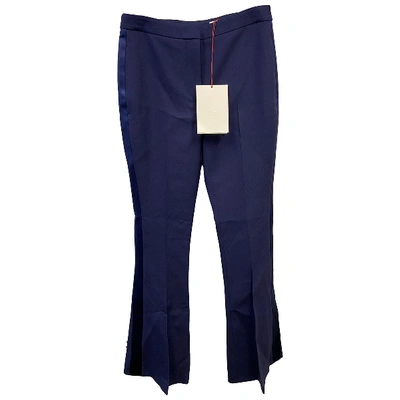 Pre-owned Alexander Mcqueen Wool Trousers In Blue