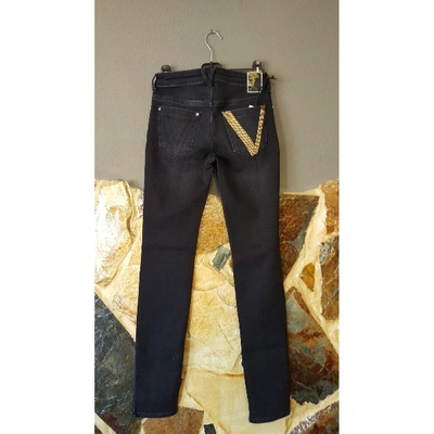 Pre-owned Versace Slim Jeans In Black