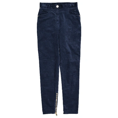 Pre-owned Balmain Velvet Slim Pants In Navy