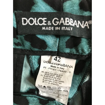 Pre-owned Dolce & Gabbana Silk Straight Trousers In Blue