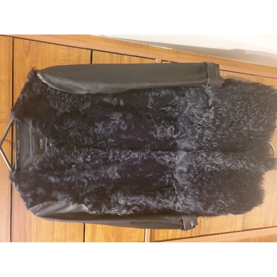 Pre-owned Maje Black Leather Coat