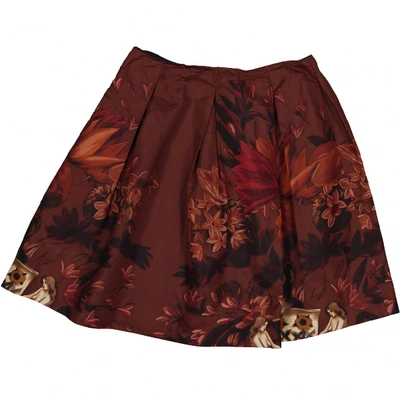 MIU MIU Pre-owned Silk Mini Skirt In Brown