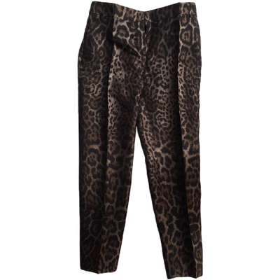 Pre-owned Lanvin Silk Straight Pants In Brown
