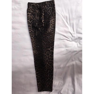 Pre-owned Lanvin Silk Straight Pants In Brown