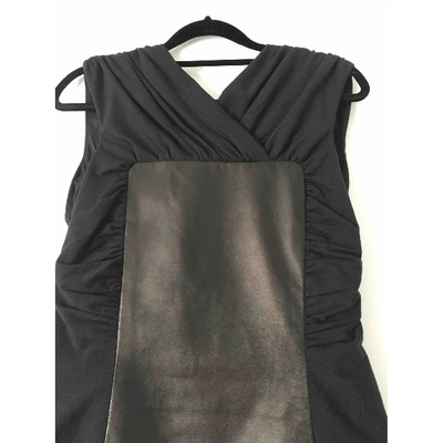 Pre-owned Alberta Ferretti Leather Mini Dress In Black