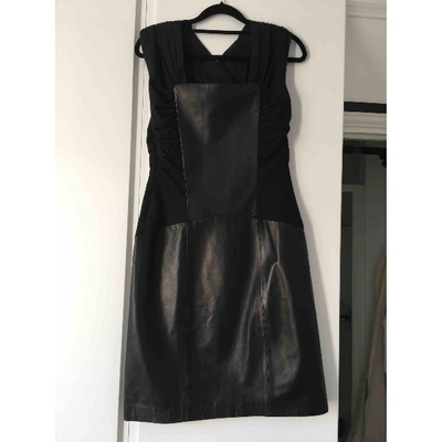 Pre-owned Alberta Ferretti Leather Mini Dress In Black