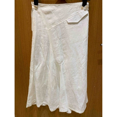 Pre-owned Yohji Yamamoto Linen Mid-length Skirt In White