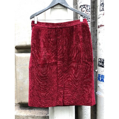 Pre-owned Saint Laurent Velvet Skirt Suit In Red