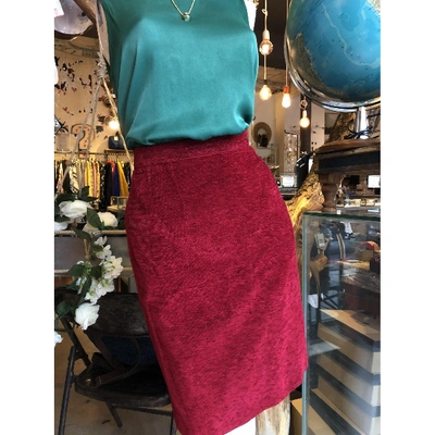 Pre-owned Saint Laurent Velvet Skirt Suit In Red