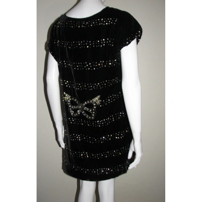 Pre-owned French Connection Velvet Mini Dress In Black