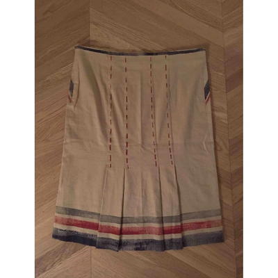 Pre-owned Philosophy Di Alberta Ferretti Linen Mid-length Skirt In Beige
