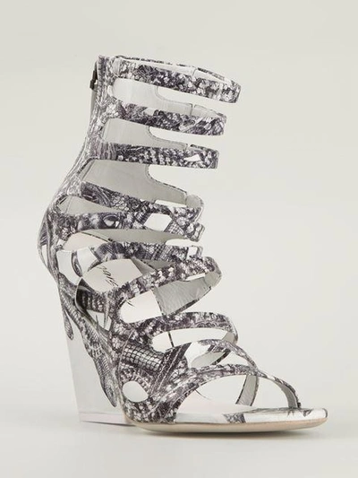 Shop Marsèll Snake Printed Sandals - White