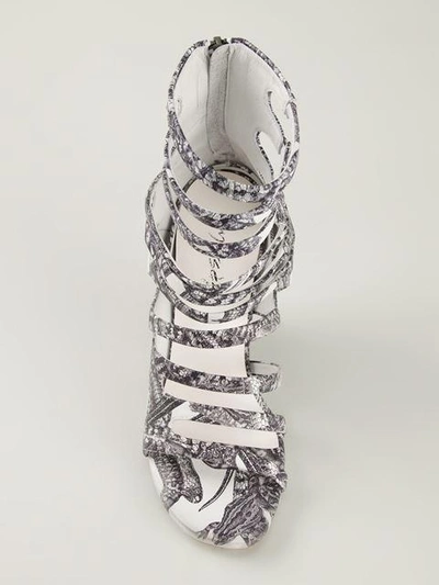 Shop Marsèll Snake Printed Sandals - White