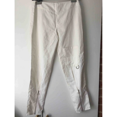 Pre-owned Emanuel Ungaro Straight Pants In White