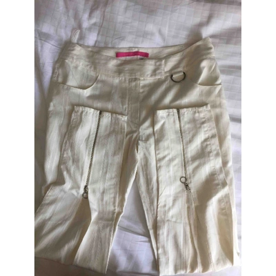 Pre-owned Emanuel Ungaro Straight Pants In White