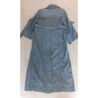 Pre-owned Balmain Trench Coat In Blue