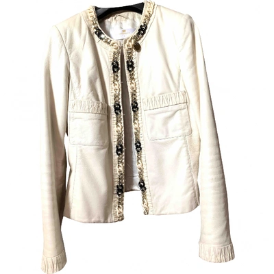 Pre-owned Elisabetta Franchi White Leather Leather Jacket