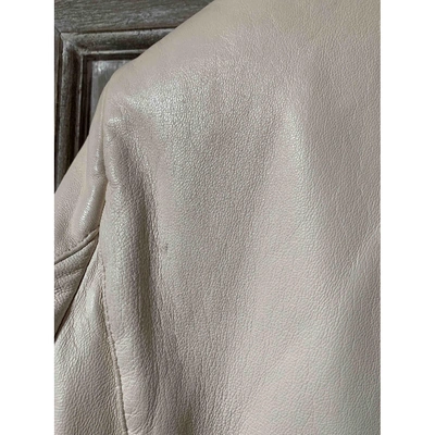 Pre-owned Elisabetta Franchi White Leather Leather Jacket