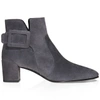 Roger Vivier Polly Suede Side-buckle Ankle Boot In Grey